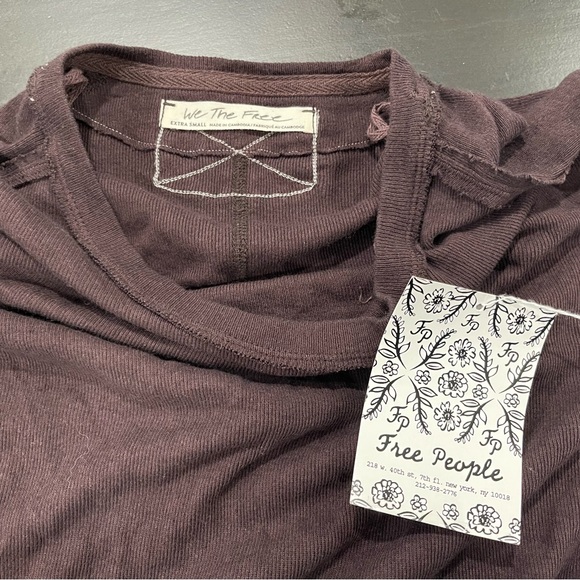 Free People We the Free Sample Item ~ XS Boxy Scoop Neck Relax Fit Ribbed Tee - Picture 3 of 5